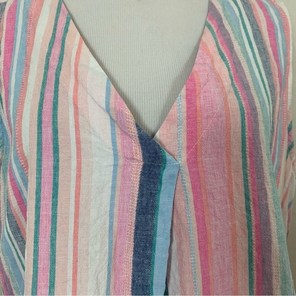 Time And Tru Linen Blend Stripe Tank Top Women’s XL 16/18 Sleeveless Colorful - Picture 4 of 14